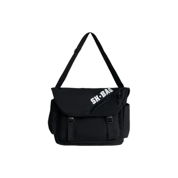 Parker Bear Composite Cloth Shoulder Bag, Crossbody Bag Unisex Black/Orange/Ecru