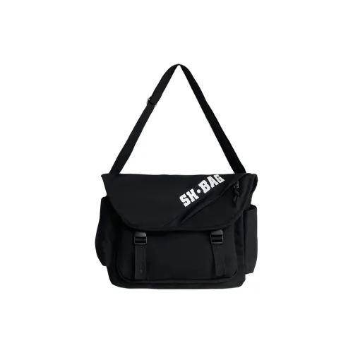 Parker Bear Composite Cloth Shoulder Bag, Crossbody Bag Unisex Black/Orange/Ecru