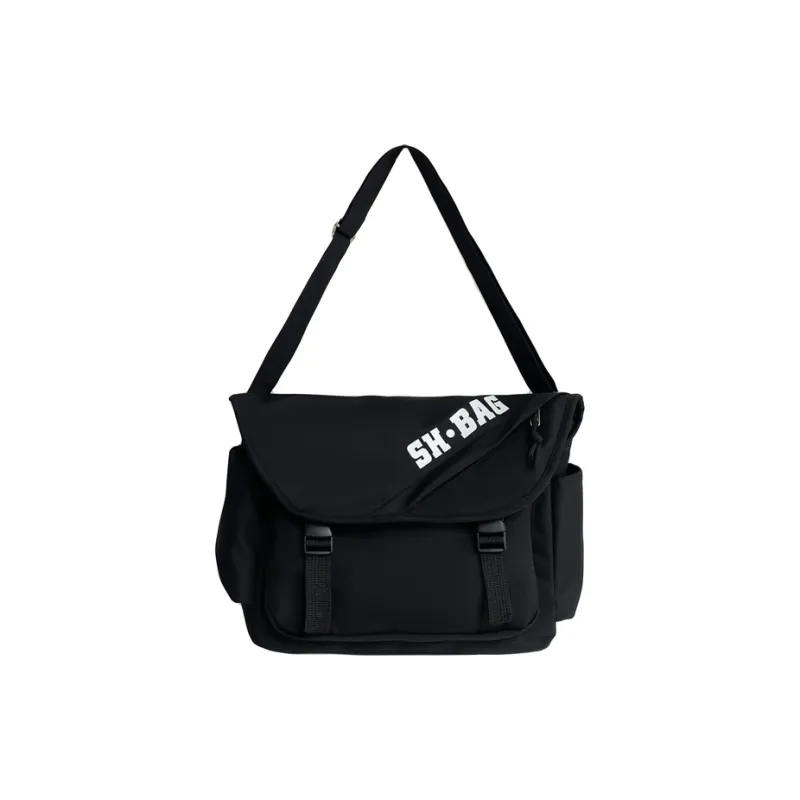 Parker Bear Composite Cloth Shoulder Bag, Crossbody Bag Unisex Black/Orange/Ecru-0