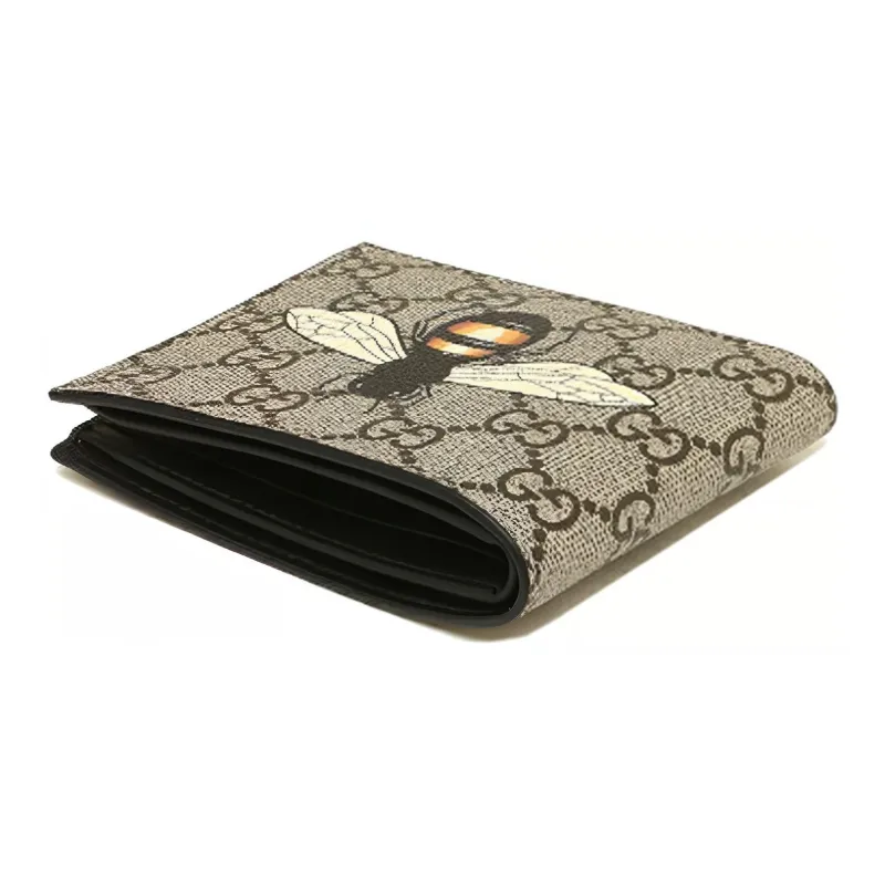 GUCCI Canvas With Leather Wallet Men's Ebony-3