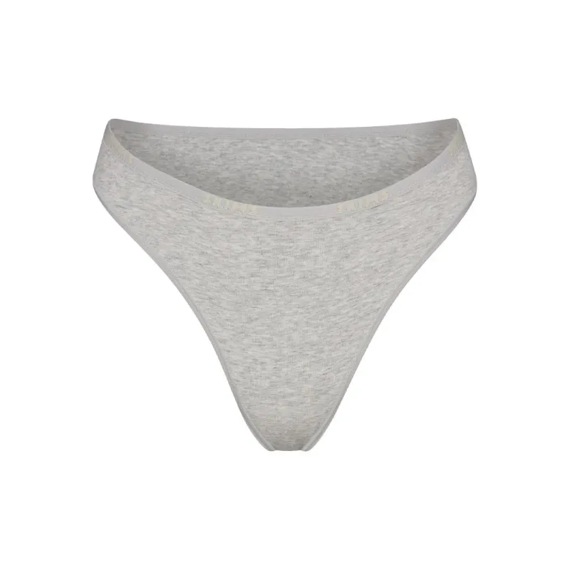 SKIMS COTTON Collection COTTON LOGO HIGH LEG BIKINI Underpants Women's 1 Pack Light Heather Grey-0