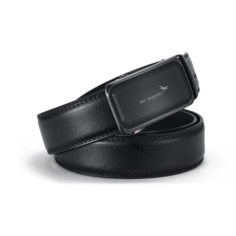 RED DRAGONFLY Ceremonial Automatic Buckle Business Belt Cow Leather Genuine Leather Leather Belts Men's 3.4CM-2