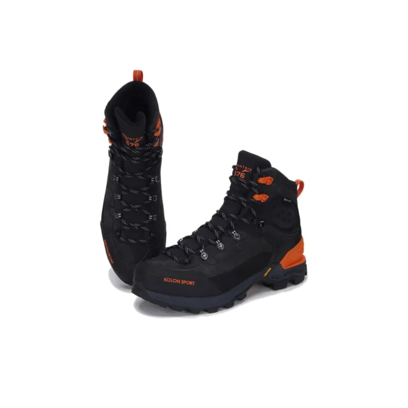 KOLON SPORT Slip Resistant High Top Outdoor Shoes Unisex Black Orange-2