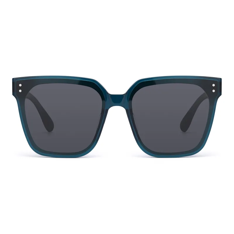 PULAIS Plate Alloy Frame Square Sunglasses Unisex Black-7