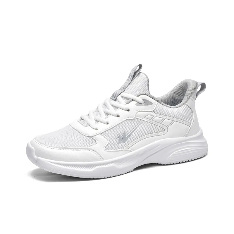 Binary Cushioning Rebound Lightweight Breathable Slip Resistant Low Top Running Shoes Men's White Gray-1