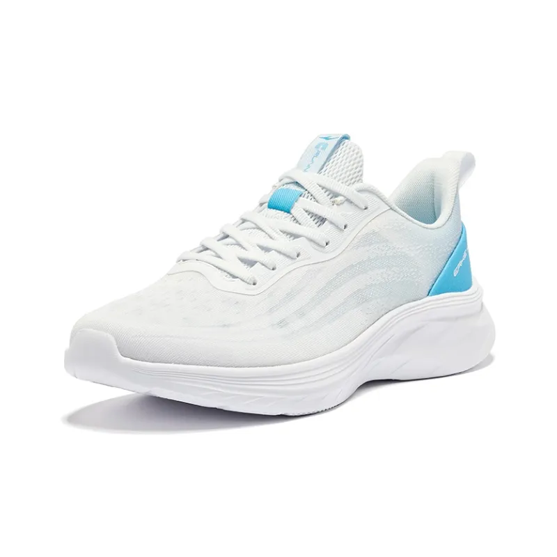 Erke Cushioning Breathable Low-Top Running Shoes Men's Elk White Swimming Pool Blue-2