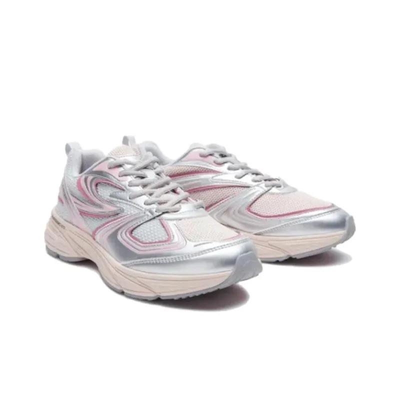 FILA Interrun Cushioning Wear Resistant Low Top Casual Running Shoes Unisex Silver Pink Korean Style-2