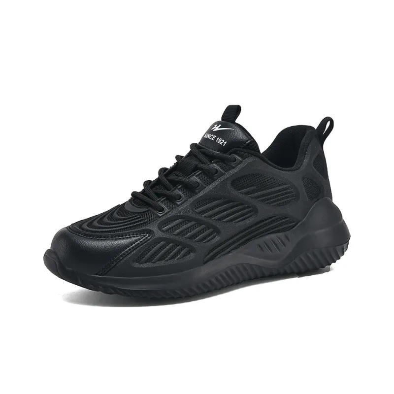 Binary Cushioning Rebound Lightweight Breathable Slip Resistant Low Top Casual Shoes Unisex All Black-1