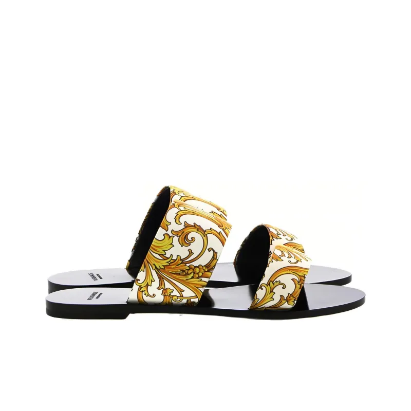 VERSACE BAROQUE Slide Slippers Women's Black Gold-2