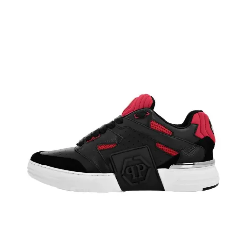 PHILIPP PLEIN Skateboard Shoes Unisex Low-Top Black/Red