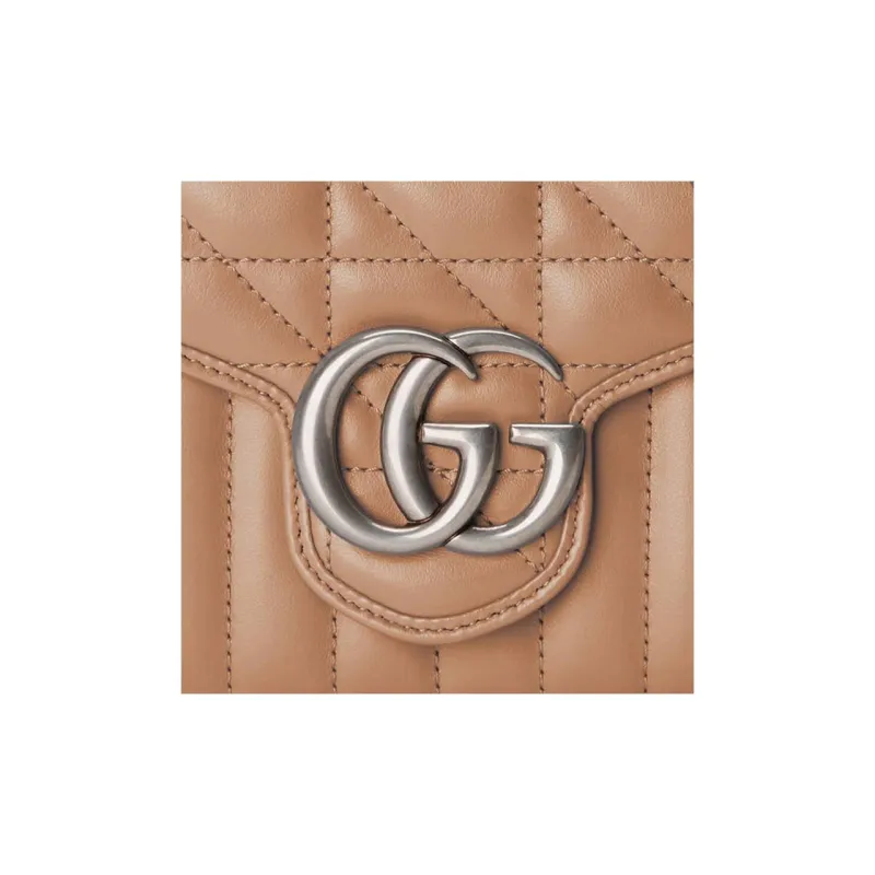 GUCCI GG Marmont Quilting Leather Shoulder Bag Crossbody Bag Mini Women's Rose Beige-7