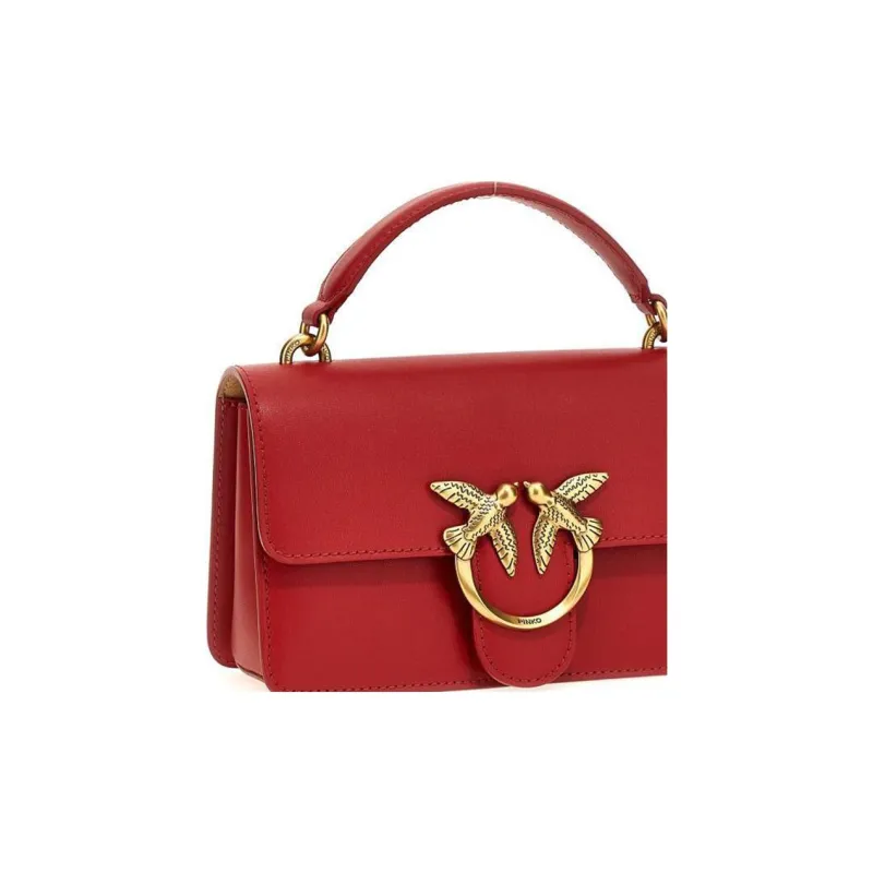 PINKO LOVE Series Calfskin Shoulder Bag Crossbody Bag Handbags Mini Women's Red-2