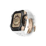Rose Case Black Bezel, White Strap