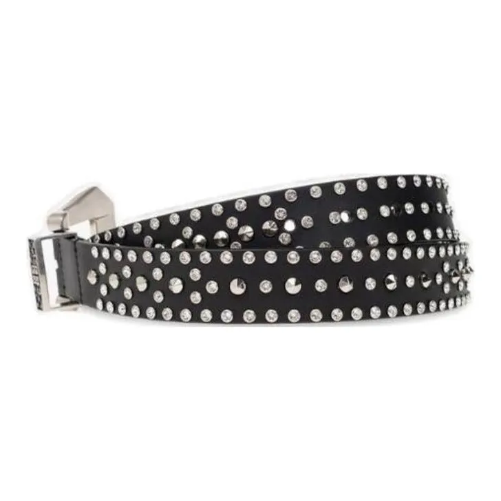 GIVENCHY Stud Decoration Pin Buckle Leather Belts Men's Black Width 2.8CM-1
