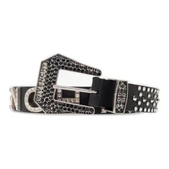GIVENCHY Stud Decoration Pin Buckle Leather Belts Men's Black Width 2.8CM