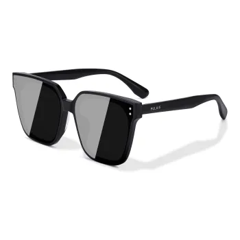 PULAIS Plate Alloy Frame Square Sunglasses Unisex Black