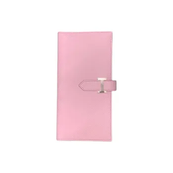 HERMES Bearn Epsom Leather Wallet Women's X9 Mauve Sylvestre Silk Gourd Purple