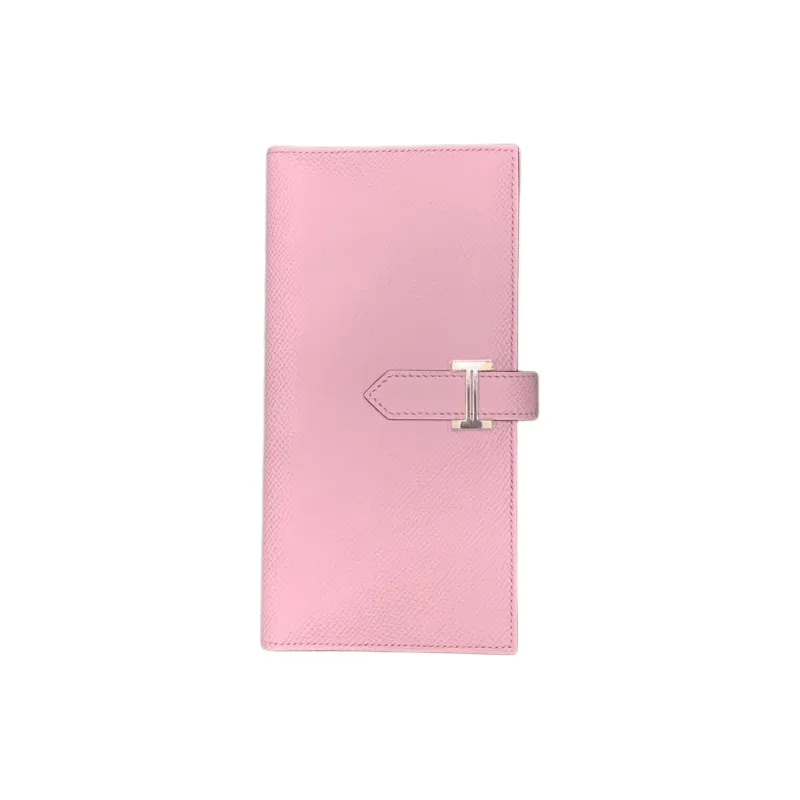 HERMES Bearn Epsom Leather Wallet Women's X9 Mauve Sylvestre Silk Gourd Purple-0