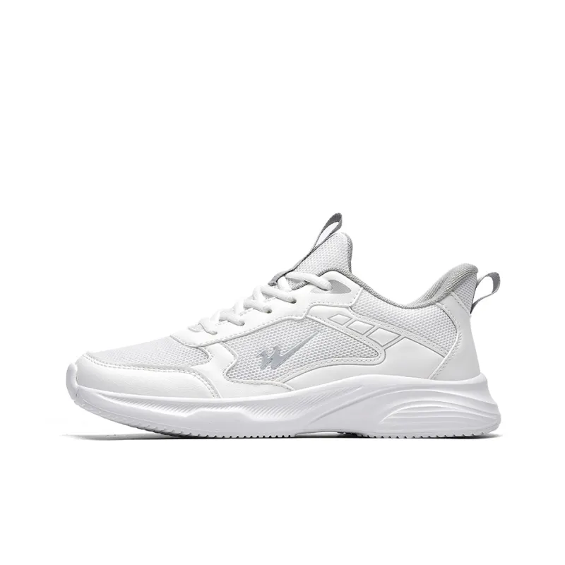 Binary Cushioning Rebound Lightweight Breathable Slip Resistant Low Top Running Shoes Men's White Gray-0