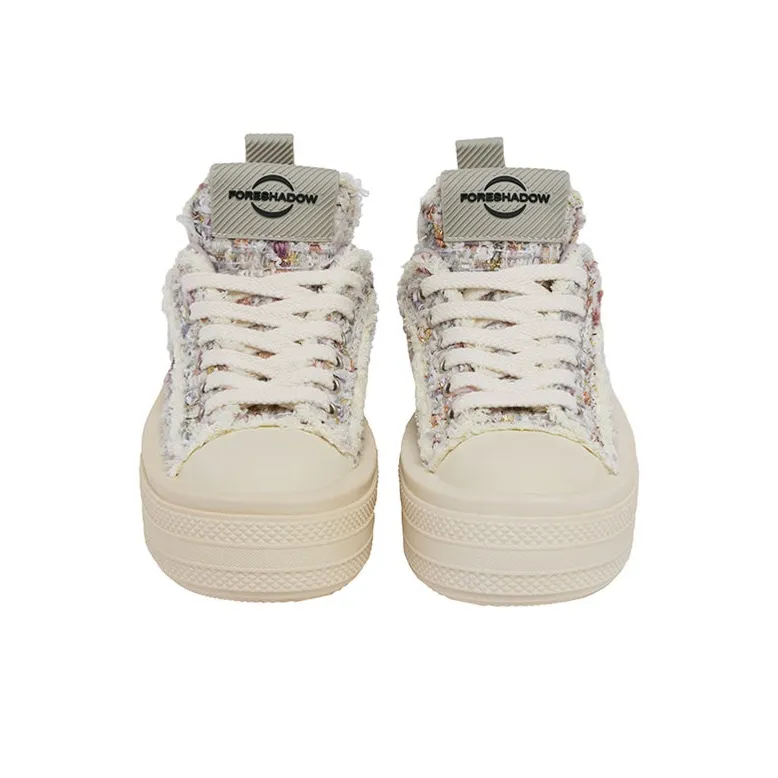 FORESHADOW 'Double Uni' 2.0 Floral Garden Lightweight Height Increasing Low Top Canvas Shoes Unisex Multicolor-3