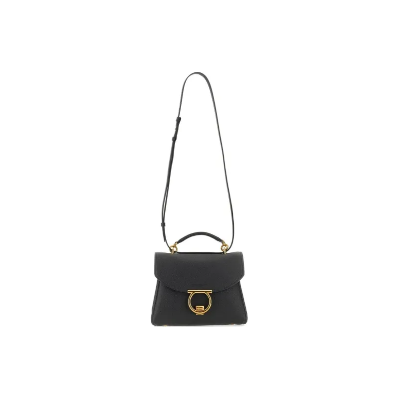 FERRAGAMO Leather Tote Bag, Shopping Bag, Handbag Women's Black-2