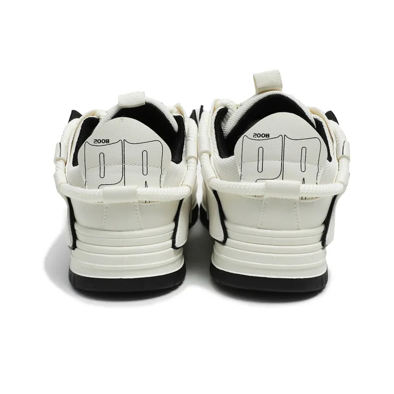 Meiretu Puffy Shoes Anti Slip Wear Resistant Low Top Skateboard Shoes Men's White-4