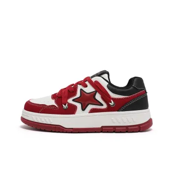 HUANQIU Wear resistant And Lightweight Low Top Skateboard Shoes Women's Burgundy