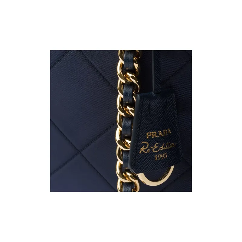 PRADA Re Edition Fabric Tote Bag Shopping Bag Handbag Shoulder Bag Women's Blue-4