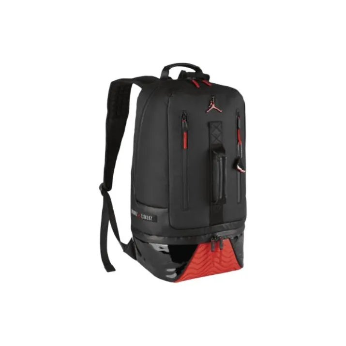 Jordan Polyurethane And Polyester Blend Basketball Bag Backpack Large Size Unisex Black Red-3