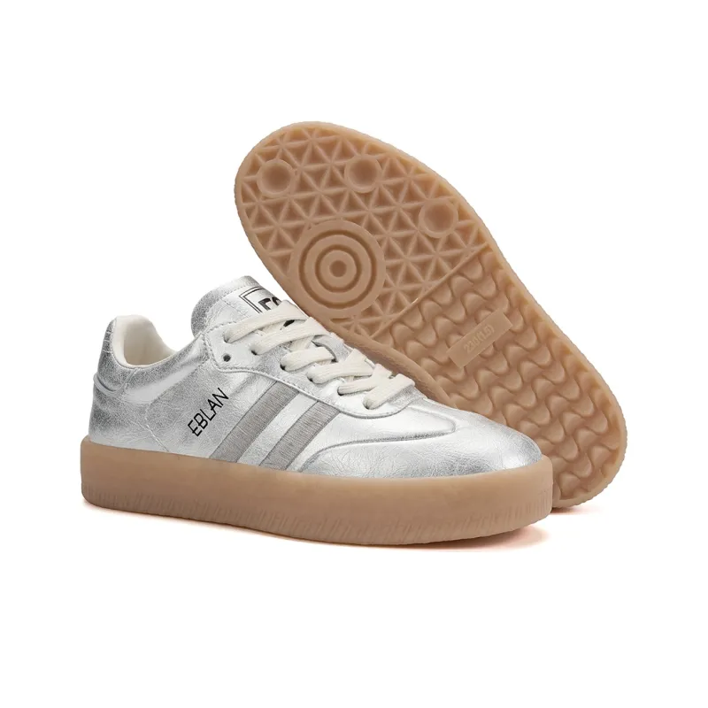 EBLAN Low Top Skateboard Shoes Women's Silver-4