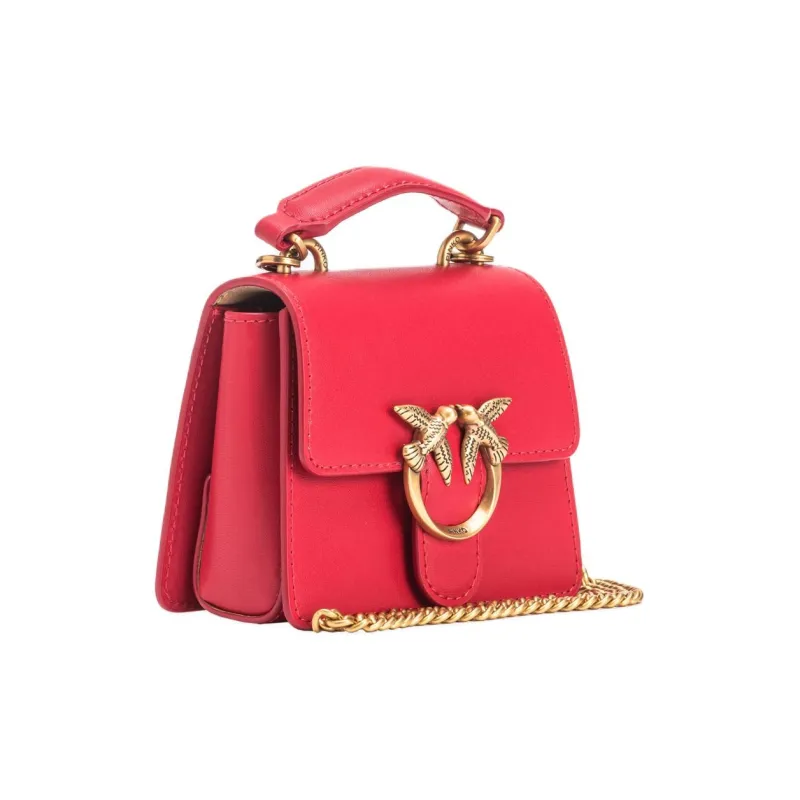 PINKO LOVE Series Soft Leather Handbag Shoulder Bag Women's Red-1
