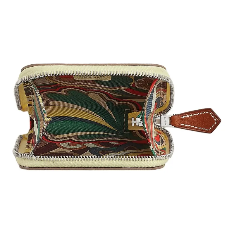 HERMES Silk'In Epsom Calfskin Coin Purse Women's Milton Yellow With Marfa Beige And Crimson Purple-1