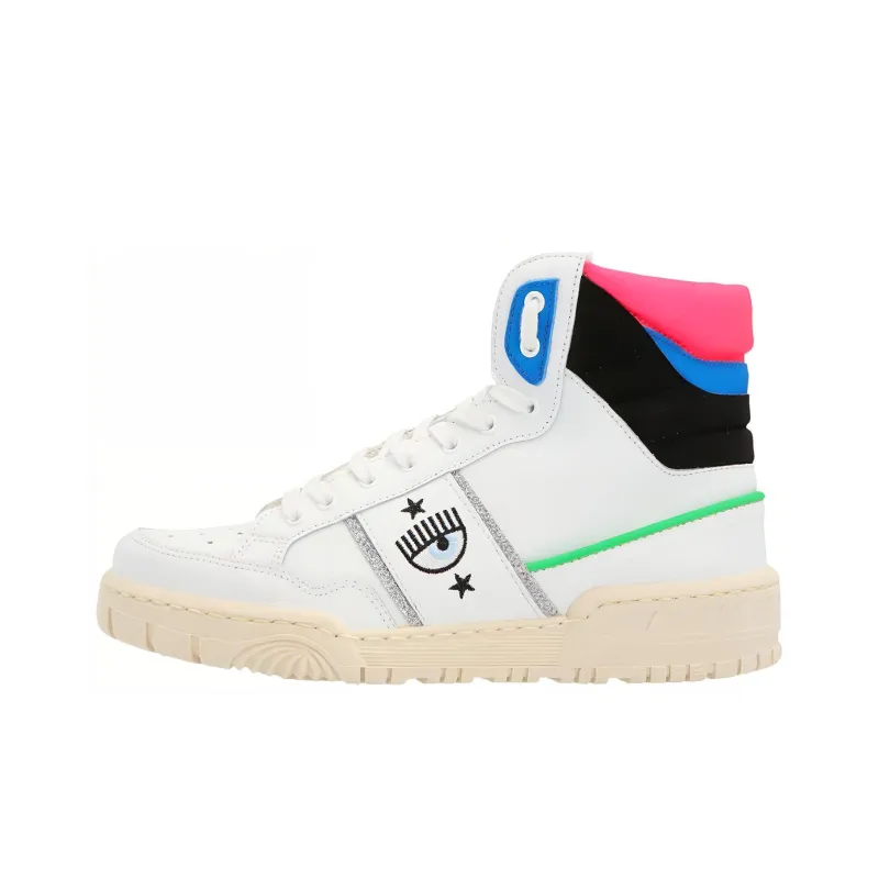 CHIARA FERRAGNI CF1 High Skateboard Shoes Women's White Red-0