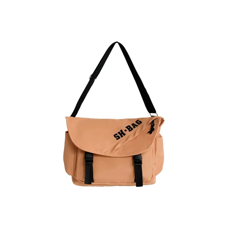 Parker Bear Composite Cloth Shoulder Bag, Crossbody Bag Unisex Black/Orange/Ecru-11