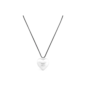 CELINE Brass, Cotton Necklaces Women's Silver/Black