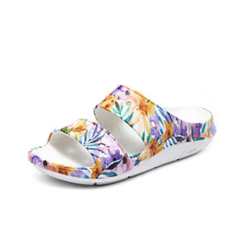 Skechers Slide Slippers Women's White Purple Orange-2