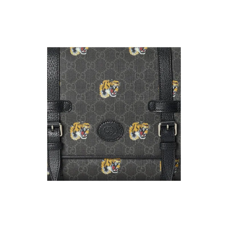 GUCCI Canvas With Leather Messenger Bag Shoulder Bag Crossbody Bag Men's Black-7