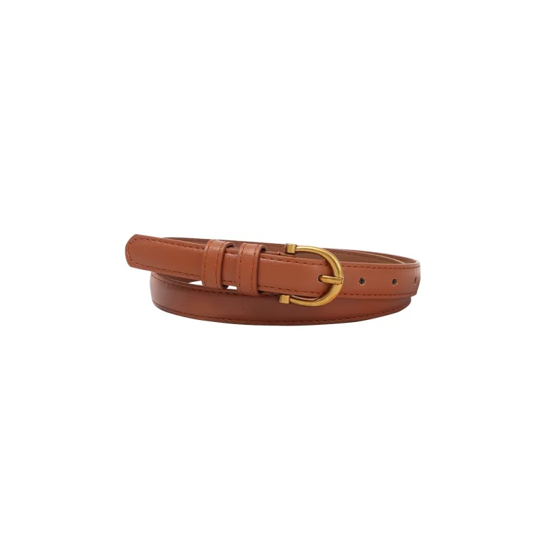 FUO Minimalist Style Gold Head Fashion Casual Everyday Casual Minimalist Style Trendy Leather Belts Women's Width 1.8cm-3