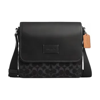 COACH Sprint Calfskin Shoulder Bag, Crossbody Bag Medium Size Men's Black
