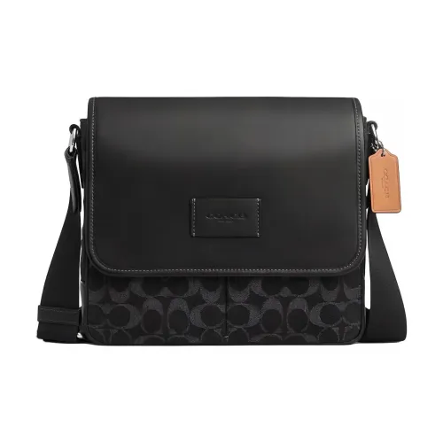 COACH Sprint Calfskin Shoulder Bag, Crossbody Bag Medium Size Men's Black
