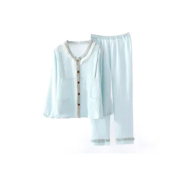 Sleep Student Dorm Home Pajama Set Women's Spring And Fall Turquoise