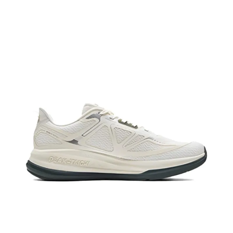 PEAK Cushioned Wear Resistant Breathable Low Top Running Shoes Men's White Green Special Shoebox Version-1