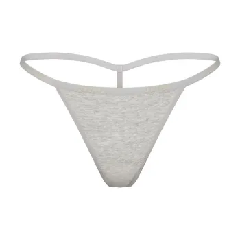 SKIMS COTTON LOGO STRING THONG Underpants Women's 1 Pack Light Heather Grey