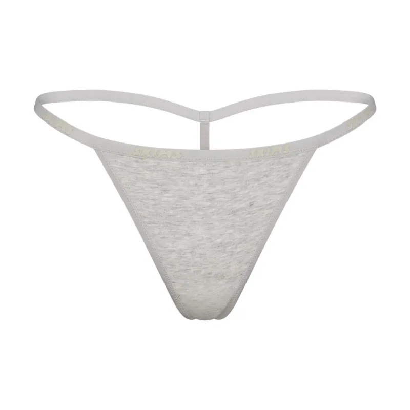 SKIMS COTTON LOGO STRING THONG Underpants Women's 1 Pack Light Heather Grey-0