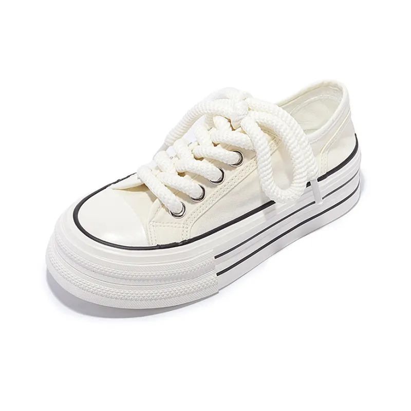 Miss Zhang Anti-Slip And Wear-Resistant Lightweight Height Increasing Cushioning Low-Top Canvas Shoes Women's-1