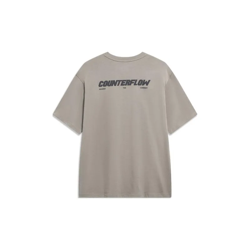 LiNing CF Tracing Drop Shoulder Sleeve T Shirt Unisex Pomegranate Leather Yellow-1