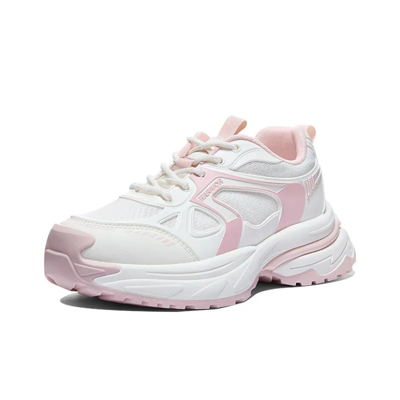 Warrior Abrasion Resistant Breathable Height Increasing Low Top Chunky Sneakers Women's Beige Pink-1