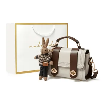 Narandu Cow Leather With Synthetic Leather Shoulder Bag, Crossbody Bag, Handbag Trumpets Women's Sea Salt White/Coffee