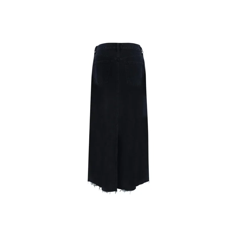 AGOLDE Denim Long Skirt Women's Black-1
