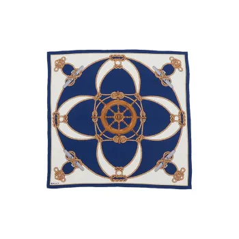 BALLY Silk Scarves Women's White/Blue